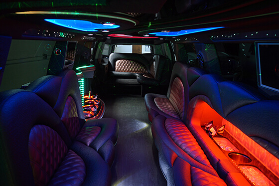 ample limousine lounge with neon lights