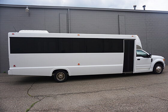 large party bus exterior view
