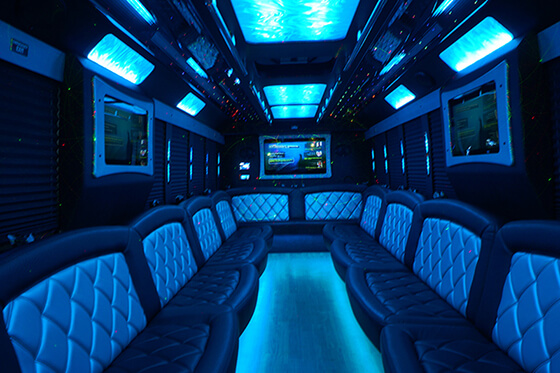 limo bus vibrant energy interior