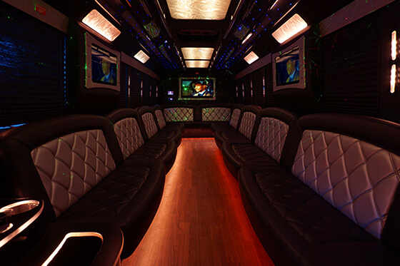 party bus interior amenities