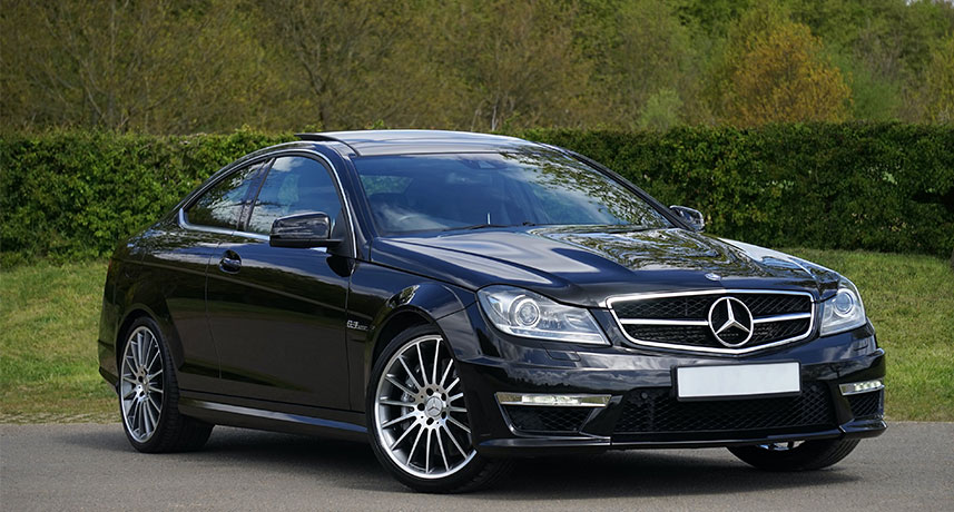 mercedes benz black car exterior view