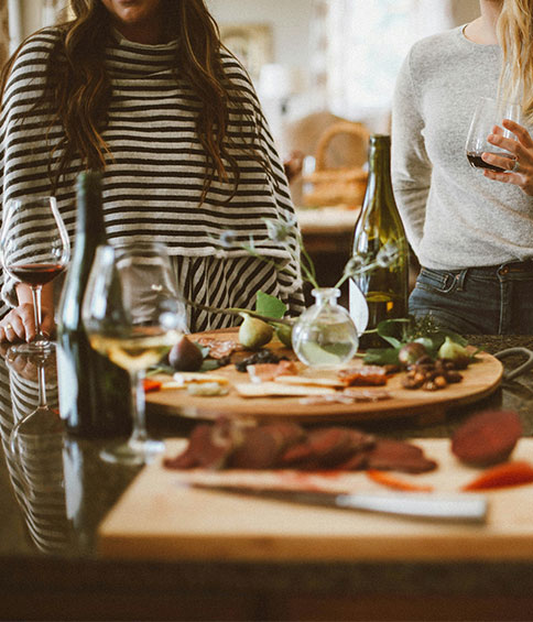girls with food and drinks